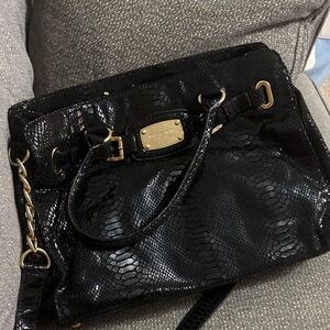 Michael Kors Black Snakeskin Shoulder Bag